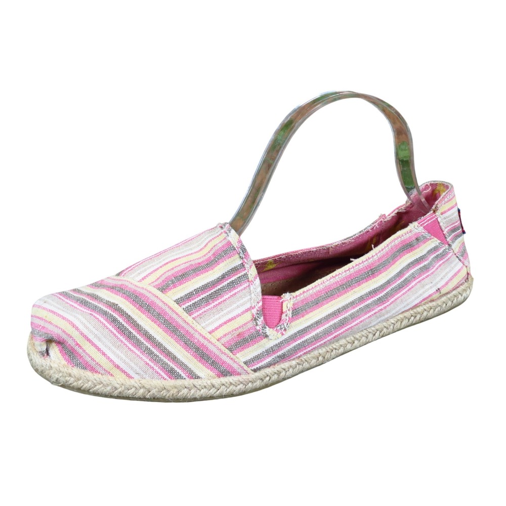 Skechers BOBS Women Espadrille Flat Size 10 Casual Summer Slip On‎ Pink Striped